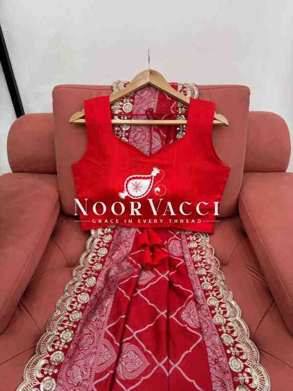 Kota Silk Saree with Jacquard Coding and Sequence Lace Work with Mono Benglori Blouse - Image 4