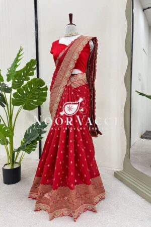 Buy Kota Silk Saree with Jacquard Coding and Sequence Lace Work Paired with Mono Benglori Blouse