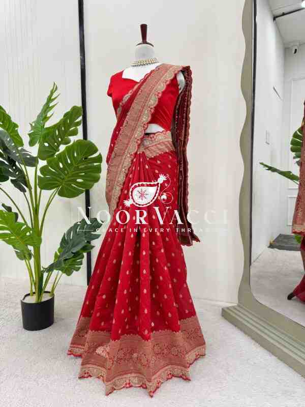 Kota Silk Saree with Jacquard Coding and Sequence Lace Work Paired with Mono Benglori Blouse