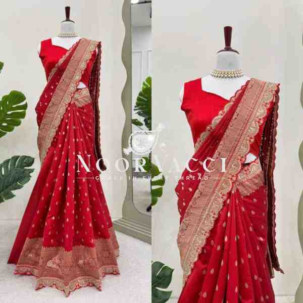 Kota Silk Saree with Jacquard Coding and Sequence Lace Work Paired with Mono Benglori Blouse - Image 2