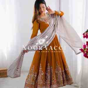 Heavy Georgette Gown with Multy Thread Embroidery & Dupatta
