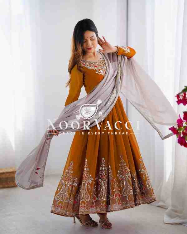 Heavy Georgette Gown with Multy Thread Embroidery & Dupatta