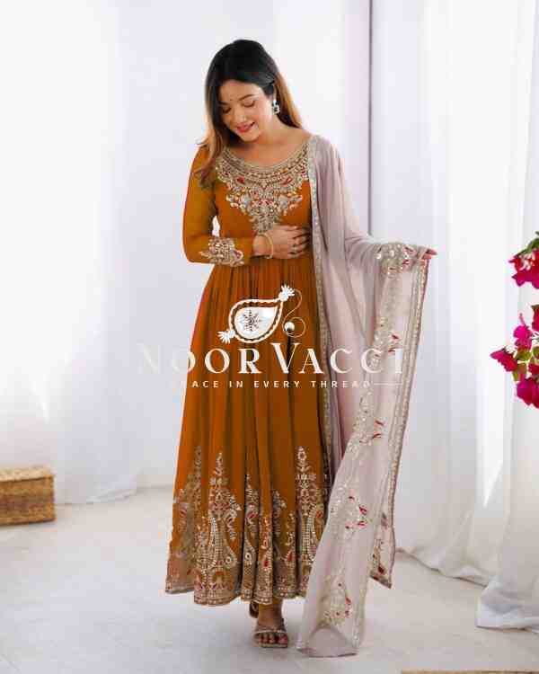 Heavy Georgette Gown with Multy Thread Embroidery & Dupatta - Image 2