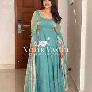 Heavy Fandy Silk Designer Party Wear Gown & Dupatta Set with Multithread Embroidery Sequence Work
