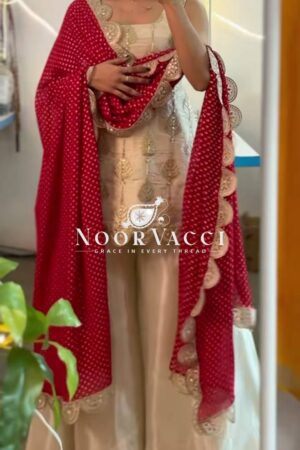 Shop Natural Crepe Silk Embroidered Top Plazzo Set with Digital Print Dupatta