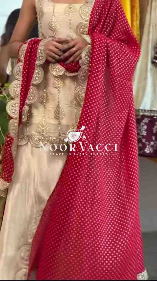 Natural Crepe Silk Embroidered Top Plazzo Set with Digital Print Dupatta - Image 4