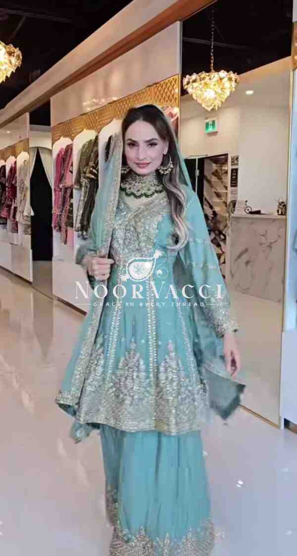 Heavy Chinon Embroidered Sharara Plazo Set with Dupatta