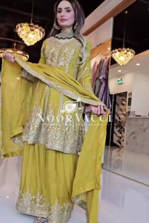 Shop Heavy Chinon Embroidered Sharara Plazo Set with Dupatta