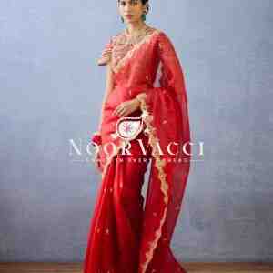 Organza Silk Designer Saree with Thread & Sequence Embroidery