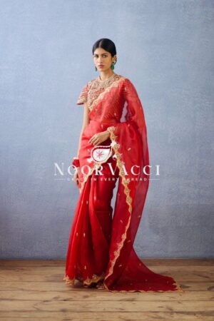 Buy Organza Silk Designer Saree with Thread & Sequence Embroidery Work