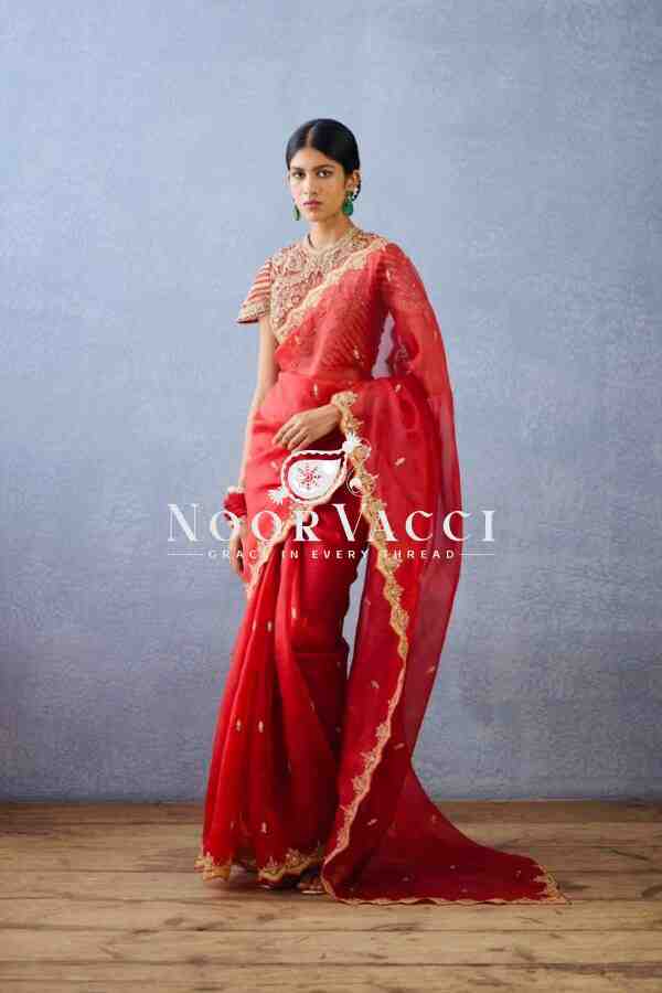 Organza Silk Designer Saree with Thread & Sequence Embroidery