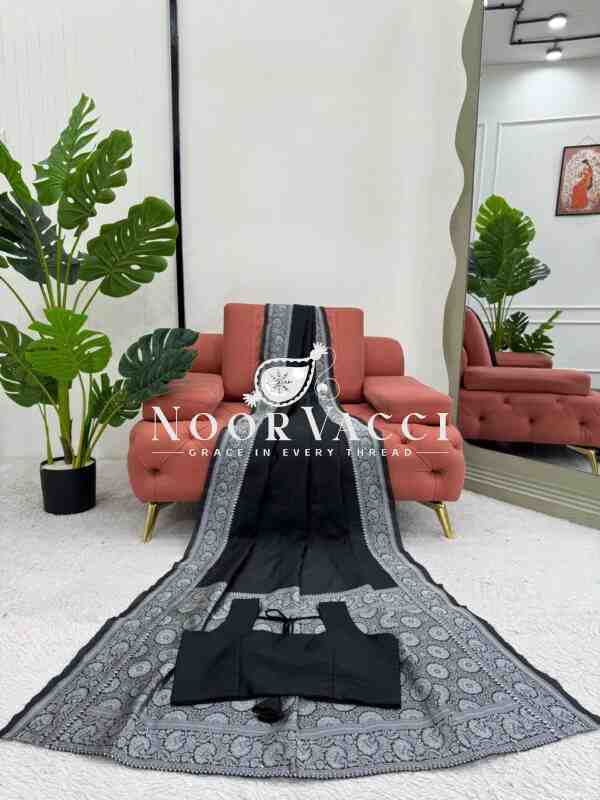 Kota Silk Jacquard Saree with Mono Benglori Blouse - Image 8