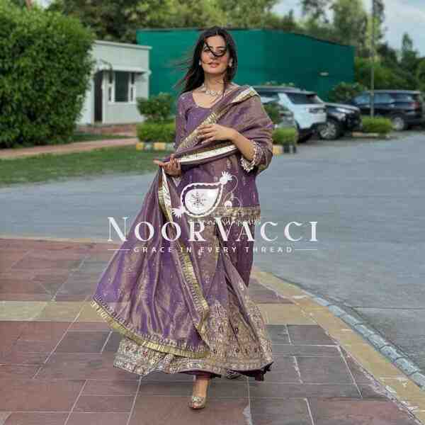Twil Gold Net Embroidered Top with Plazzo & Dupatta Set - Image 4