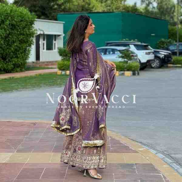 Twil Gold Net Embroidered Top with Plazzo & Dupatta Set - Image 3
