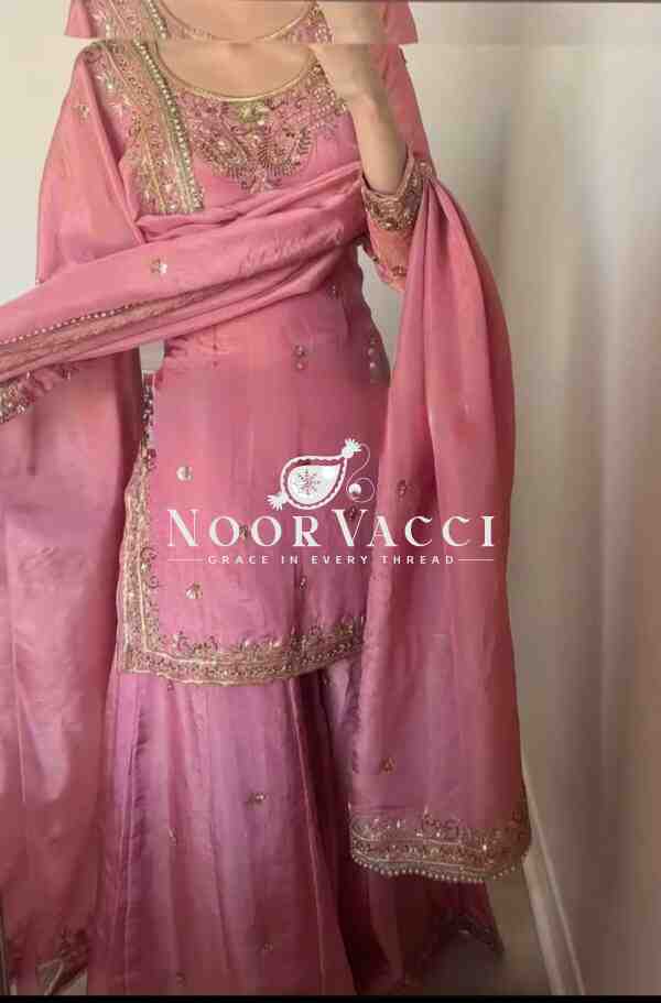 Designer Party Wear Top-Plazzo and Dupatta Set with Heavy Embroidery Work - Image 2