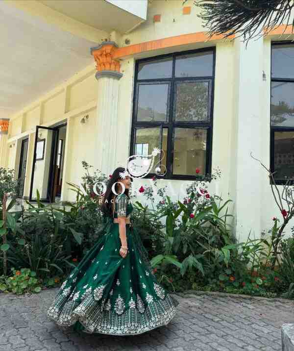 Heavy Jimmy Su Silk Wedding Lehenga Choli Set with Embroidered Dupatta - Image 2