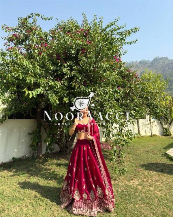 Shop Heavy Jimmy Su Silk Wedding Lehenga Choli Set with Embroidered Dupatta