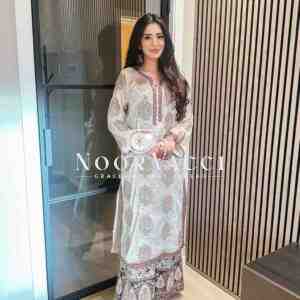 Faux Georgette Embroidered Top with Digital Print Plazzo & Dupatta Set