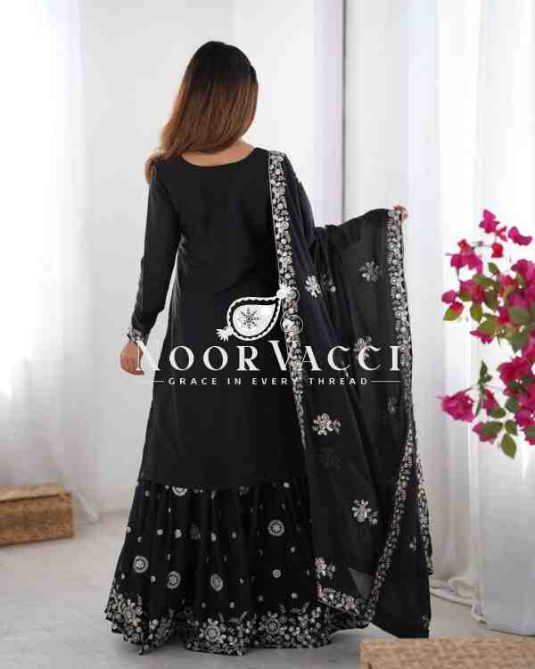 Star Georgette Embroidered Sharara Set with Dupatta - Image 6