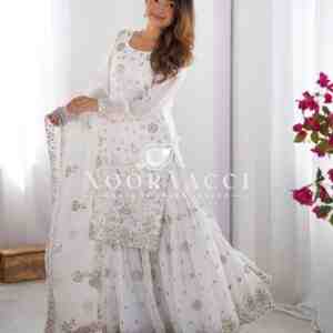 Star Georgette Embroidered Sharara Set with Dupatta