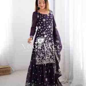 Star Georgette Embroidered Sharara Set with Dupatta