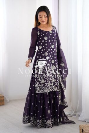 Buy Star Georgette Embroidered Sharara Set with Dupatta