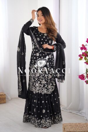Shop Star Georgette Embroidered Sharara Set with Dupatta