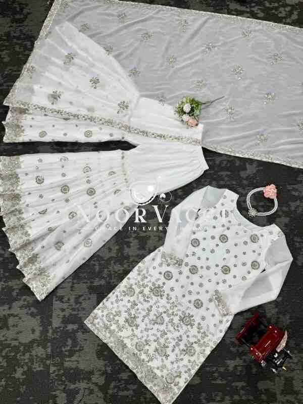 Star Georgette Embroidered Sharara Set with Dupatta - Image 6
