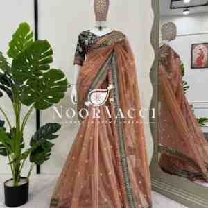 Twil Net Designer Saree with Thread & Sequin Embroidery