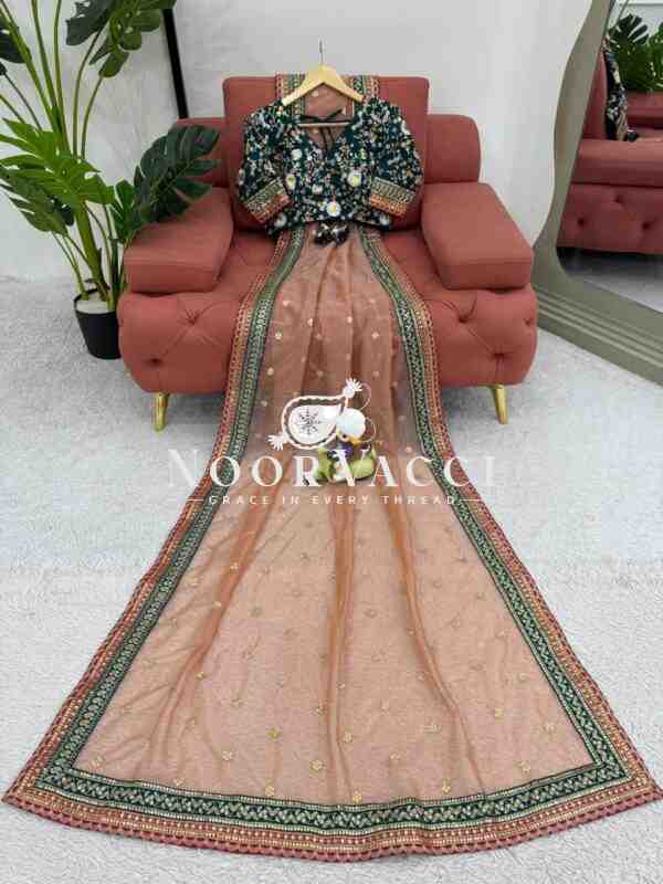 Twil Net Designer Saree with Thread & Sequin Embroidery - Image 7