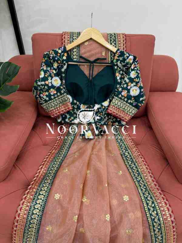 Twil Net Designer Saree with Thread & Sequin Embroidery - Image 5
