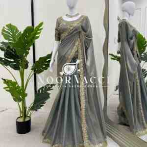 Elegant Fendi Silk Designer Saree with Coding & Sequence Work