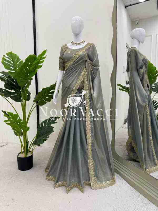 Elegant Fendi Silk Designer Saree with Coding & Sequence Work