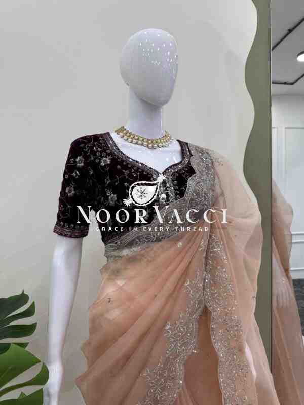 Elegant Heavy Organza Silk Designer Saree with Thread & Sequence Work - Image 3