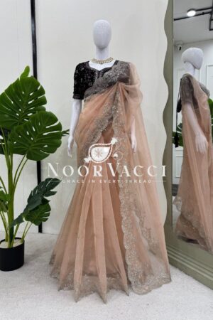 Shop Elegant Heavy Organza Silk Designer Saree with Thread & Sequence Work