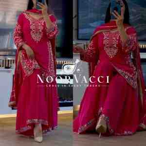Heavy Chinon Embroidered Sharara Plazo Set with Dupatta