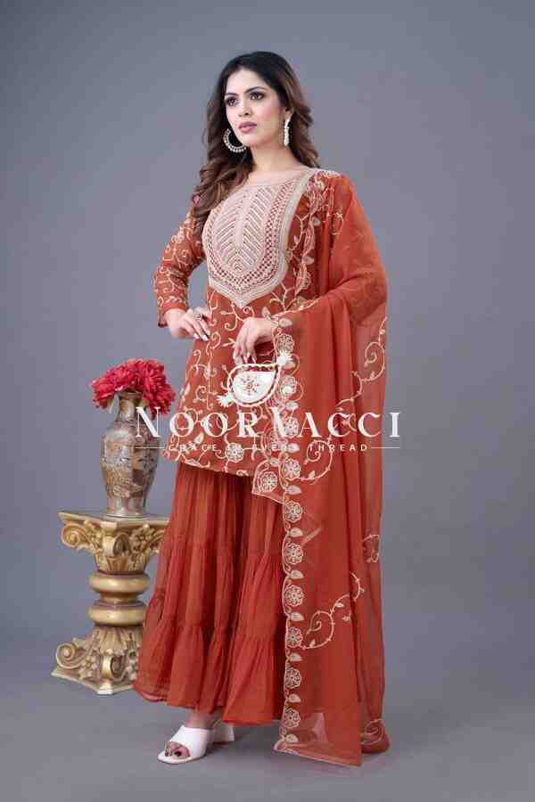 Real Modelling Designer Party Wear Top-Sharara and Dupatta Set with Heavy Embroidery Work