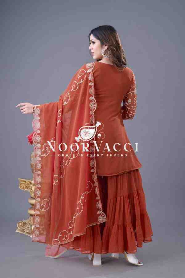 Real Modelling Designer Party Wear Top-Sharara and Dupatta Set with Heavy Embroidery Work - Image 3