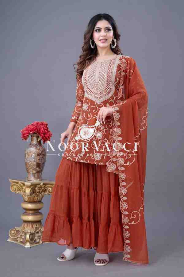 Real Modelling Designer Party Wear Top-Sharara and Dupatta Set with Heavy Embroidery Work - Image 4