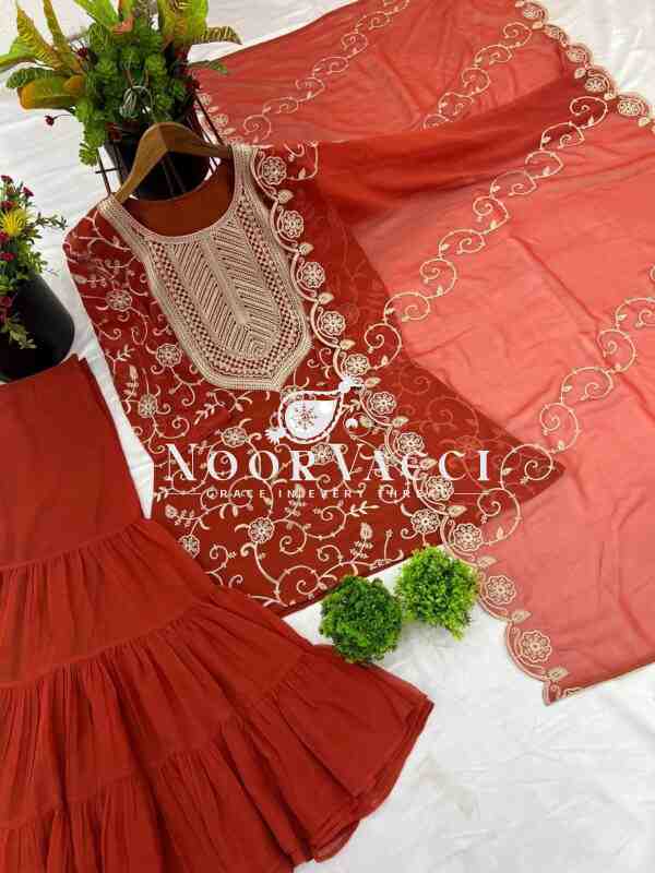 Real Modelling Designer Party Wear Top-Sharara and Dupatta Set with Heavy Embroidery Work - Image 5