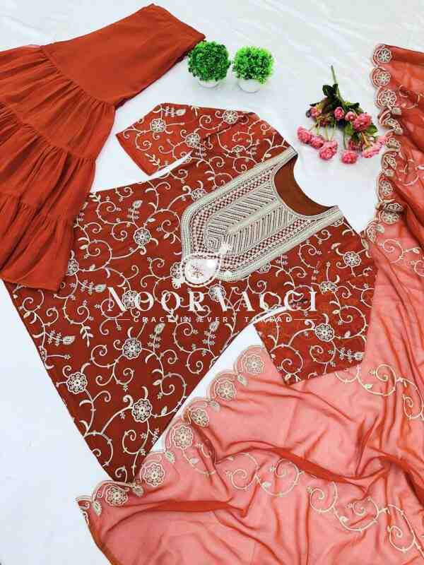 Real Modelling Designer Party Wear Top-Sharara and Dupatta Set with Heavy Embroidery Work - Image 7
