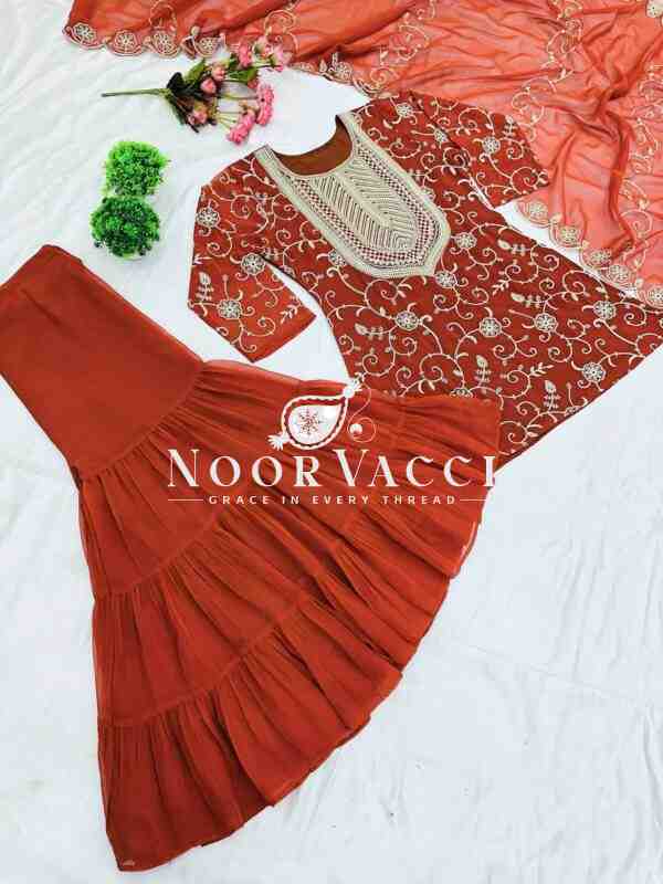 Real Modelling Designer Party Wear Top-Sharara and Dupatta Set with Heavy Embroidery Work - Image 8