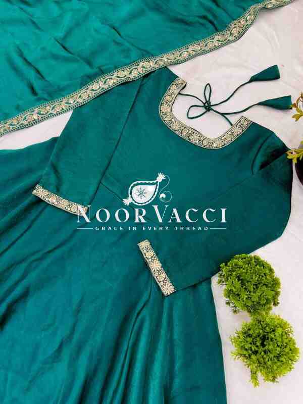 Heavy Designer Party Wear Gown & Dupatta Set with Multy Thread Embroidery Sequence Work - Image 6