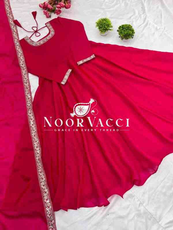 Heavy Designer Party Wear Gown & Dupatta Set with Multy Thread Embroidery Sequence Work - Image 4