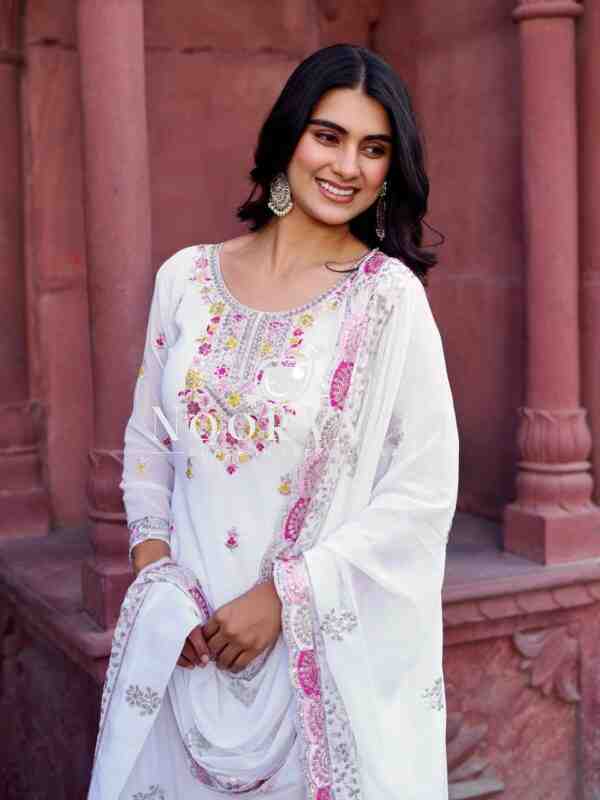 Faux Georgette Embroidered Sharara Set with Dupatta - Image 5