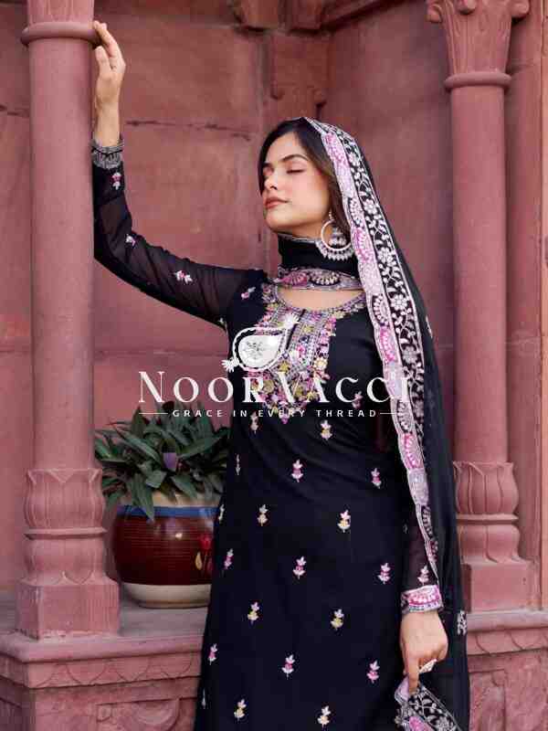 Faux Georgette Embroidered Sharara Set with Dupatta - Image 4