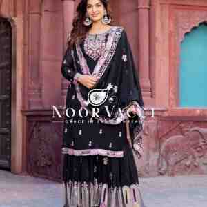Faux Georgette Embroidered Sharara Set with Dupatta