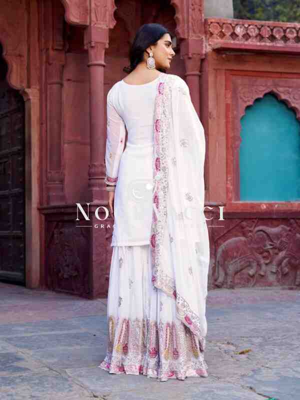 Faux Georgette Embroidered Sharara Set with Dupatta - Image 4