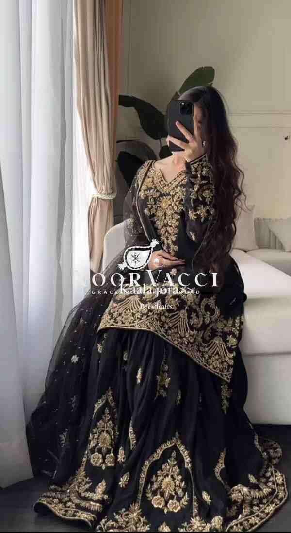Natural Crepe Embroidered Sharara Plazo Set with Dupatta - Image 4