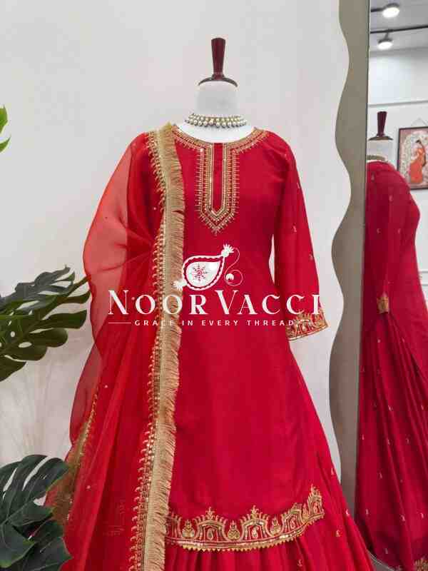 Chinon Silk Lehenga Set with Thread & Sequence Embroidery - Image 5